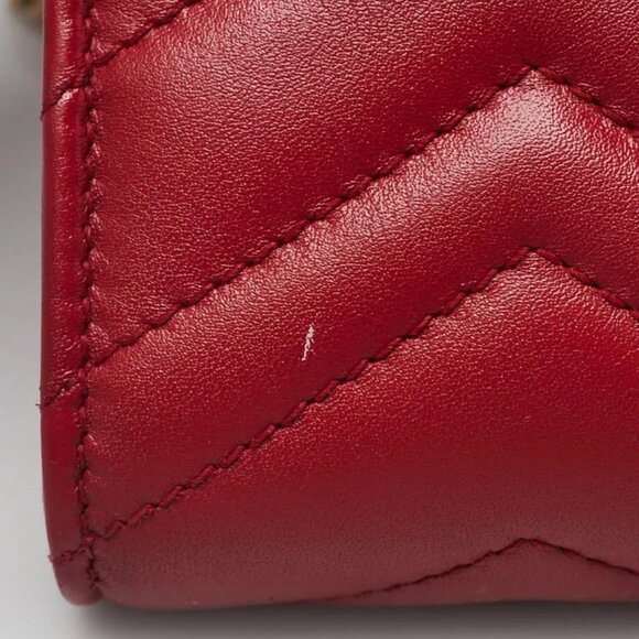 Gucci Red Quilted Leather GG Marmont 2.0 Chain Wallet Clutch Bag - Picture 8 of 12